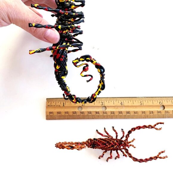 Wire Copper Metal Art Scorpion Figurines Handmade Unique Eclectic Decor Set of 2 - Picture 6 of 8